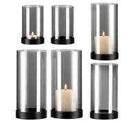 Relaxdays Lot de 6 photophores en Verre fumé avec socles en métal, 3 Tailles, pour Bougies piliers & Chauffe-Plats, Gris