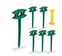 Relaxdays Lot de 6 piquets de Fixation & Ficelle, délimiter plantations, Robot Tondeuse, cordelette 15 m, Vert - Jaune
