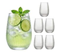 Relaxdays Lot de 6 verres à eau transparents, 400 ml, compatibles lave-vaisselle, pour jus et sodas