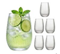 Relaxdays Lot de 6 verres à eau transparents, 400 ml, compatibles lave-vaisselle, pour jus et sodas