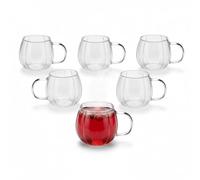 Relaxdays Lot de 6 Verres en Borosilicate 400 ML, anses, pour café, Latte Macchiato et thé, Transparent, 8x11x8 cm