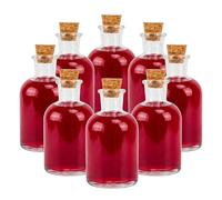 Relaxdays lot de 8 bouteilles en verre 150 ml bouchon liège huile/vinaigre/épices/liqueur déco DIY transparentes