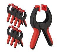 Relaxdays Lot de 8 pinces de serrage, écartement 7 cm, force de serrage 13 kg, antidérapantes, pivotantes, noir - rouge