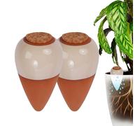 Relaxdays Cônes d'arrosage en terre cuite, lot de 2, 350 ml, bouchon en liège, pour plantes d'intérieur & jardinières