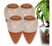 Relaxdays Cônes d'arrosage, 4 pièces, 350 ml, en terre cuite/beige, pour plantes d'intérieur et balcon