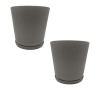 Relaxdays Lot de deux pots avec soucoupes