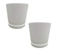 Relaxdays Lot de deux pots avec soucoupes