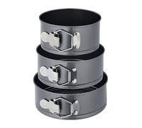 Relaxdays Lot moules à charnière, 3 Plats Ronds, diamètre:14, 16, 18 cm, Acier Inoxydable, antiadhésifs, Anthracite