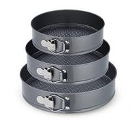 Relaxdays Lot moules à charnière, 3 Plats Ronds, diamètre de 24, 26, 28 cm, Acier Inoxydable, antiadhésifs, Anthracite