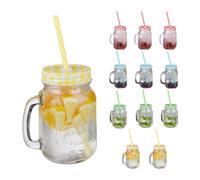 Relaxdays Lot multicolore 12 jarres avec couvercle