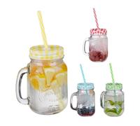 Relaxdays Lot multicolore 4 jarres avec couvercle