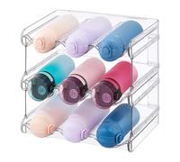 Relaxdays Lot Porte-Bouteilles empilable, HxLxP: 26x28x20 cm | organiseur frigo, 9 bouteilles, 3 niveaux, transparent