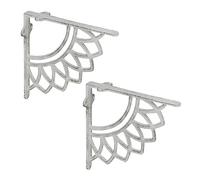 Relaxdays Lot pratique de 2 équerres pour étagères, support pour tablette, design antique, en fonte, blanc