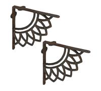 Relaxdays Lot pratique de 2 équerres pour étagères, support pour tablette, design antique, en fonte, marron