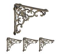 Relaxdays Lot Pratique de 4 équerres pour étagères, en Fonte, Design Antique, HLP : 21,5 x 4 x 21,5 cm chacune, Bronze