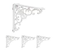 Relaxdays Lot Pratique de 4 équerres pour étagères, en Fonte, Design Antique, HLP : 21,5 x 4 x 21,5 cm chacune, Blanc
