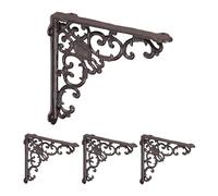 Relaxdays Lot Pratique de 4 équerres pour étagères, en Fonte, Design Antique, HLP : 21,5 x 4 x 21,5 cm chacune, Marron