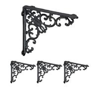 Relaxdays Lot Pratique de 4 équerres pour étagères, en Fonte, Design Antique, HLP : 21,5 x 4 x 21,5 cm chacune, Noir