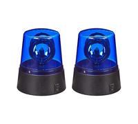 Relaxdays Lumière LED, Lot de 2, pour fêtes et Enfants, gyrophare, réflecteur Rotatif, à Piles, Jeu de lumière, Bleu
