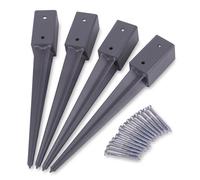 Relaxdays Manchons à enfoncer, lot de 4, longueur 750 mm, pour poteaux 60 x 60 mm, acier inoxydable, anthracite