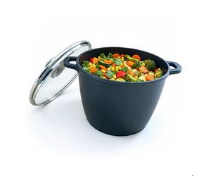 Relaxdays Marmite à soupe antiadhésive 6 L H x D 18 x 24 cm aluminium moulé couvercle verre induction noire