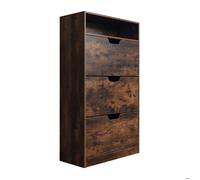Relaxdays Meuble à chaussures 140 x 80 x 24 cm 18 paires 3 abattants marron moderne pour couloir