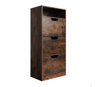 Relaxdays meuble à chaussures avec étagère HxLxP 140x60x24 cm 14 paires 3 abattants étroit industriel marron