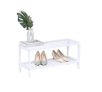 Relaxdays Meuble à chaussures blanc en bambou