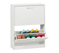 Relaxdays Meuble à Chaussures, HLP : 80x60x24 cm, pour 12 Paires, Armoire étroite, mécanisme de Bascule, entrée, Blanc