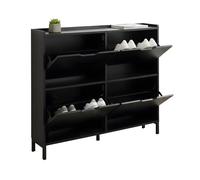 Relaxdays, meuble à chaussures inclinable, 4 compartiments, 16 paires, H x L x P : 90 x 100 x 19 cm, noir