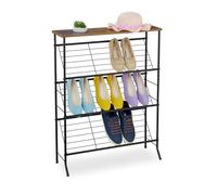 Relaxdays Meuble à Chaussures, pour 9 Paires, Design Industriel, H x L x P : 89,5 x 70 x 23,5 cm, Noir et Marron