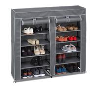 Relaxdays Meuble à chaussures tissu, 12 compartiments, 36 paires, housse amovible, HLP 107 x 115 x 30 cm, anthracite