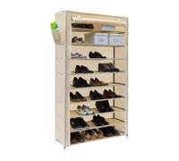 Relaxdays Meuble à Chaussures Valentin, 10 Niveaux, pour 45 Paires de Chaussures, H x L x P : 161 x 88 x 30 cm, Beige