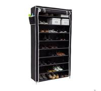 Relaxdays Meuble à chaussures VALENTIN, 10 niveaux, pour 45 paires de chaussures, H x L x P : 161 x 88 x 30 cm, noir
