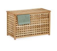 Relaxdays Meuble à linge, sac amovible, 90 l, HLP : 47x78x48 cm, coffre avec couvercle, buanderie, en noyer, nature