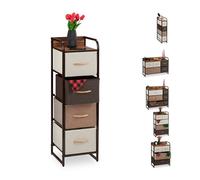 Relaxdays meuble à tiroirs 4 tiroirs en tissu étroit poignées étagère encastrable HxLxP 99 5x31x31 5 cm marron