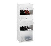 Relaxdays Meuble chaussures étagère 6 casiers système plug-in portes armoire rangement HxlxP: 52 x 37 x 9 cm, blanc
