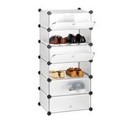 Relaxdays Meuble chaussures fermé rangement 6 casiers plastique chaussures modulable DIY HxlxP: 107x49x37 cm, transparent