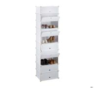 Relaxdays Meuble à chaussures 10 casiers modulable plastique 176x49x37 cm blanc