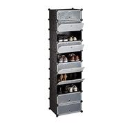 Relaxdays Meuble chaussures rangement 10 casiers plastique chaussures modulable DIY HxlxP: 176x49x37 cm, noir