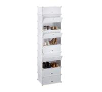 Relaxdays Meuble à chaussures 10 casiers modulable plastique 176x49x37 cm blanc