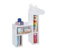 Relaxdays Meuble de Rangement Girafe, 4 Compartiments Ouverts, bibliothèque, HxLxP : env. 69,5 x 52,5 x 20 cm, Blanc