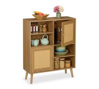 Relaxdays Meuble de Rangement pour la Cuisine ou Encore Le Salon, 2 Portes, H x L x P : 97 x 80 x 25 cm, Nature