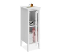 Relaxdays Meuble de Salle de Bain, HxLxP: 81 x 30 x 33 cm, Colonne Toilette étroite, 2 étagères, avec Porte, MDF, Blanc