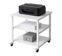 Relaxdays Meuble pour imprimante à roulettes, 3 niveaux, H x l x P : 53 x 50 x 50 cm, bureau blanc