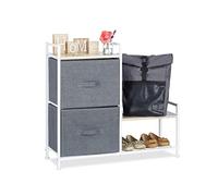 Relaxdays Meuble Rangement 2 Tiroirs Tissu Commode Etagère Tiroir Tissu, 76 x 84 x 29 cm, Gris