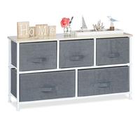 Relaxdays - Meuble Rangement 5 Tiroirs Tissu Commode étagère Tiroir Tissu Hxlxp: 54,5 X 100 X 30, Gris