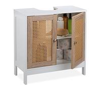 Relaxdays Meuble sous lavabo portes effet rotin