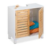 Relaxdays Meuble sous-vasque avec portes en bambou