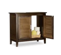 Relaxdays Meuble sous lavabo, bambou, mobilier sous vasque, rangement salle de bain HLP: 60x67x30 cm, marron foncé